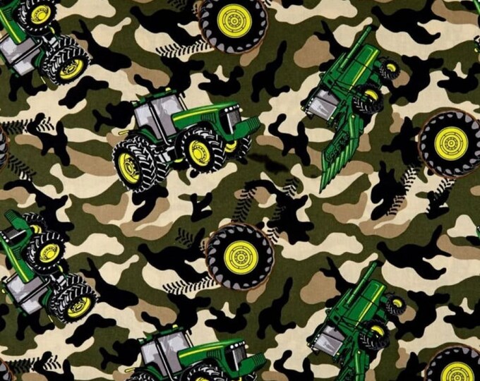 John Deere, Dark Green Camo Print 100% Cotton Licensed Farm Tractor ...