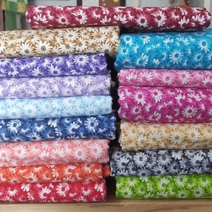 Sunshine, Daisy Fabric, Multi-Color, 100% Cotton