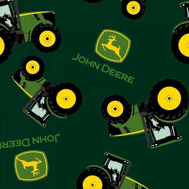 John Deere, Dark Green Print 100% Cotton Licensed Farm Tractor Fabric…