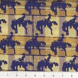 Spring Creative Presents Bucking Cowboy, Plaid, 100% Cotton by Springs Creative