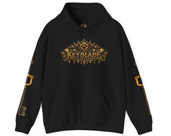 The Keyblade Graveyard Hoodie | Video Game Fantasy Logo, Golden Keyblade Sleeve Print