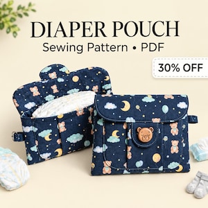 Blöjservetter Clutch Symönster PDF - Babyservetter Organizer & Blöjbytespåse, Utskrivbar A4/US Letter