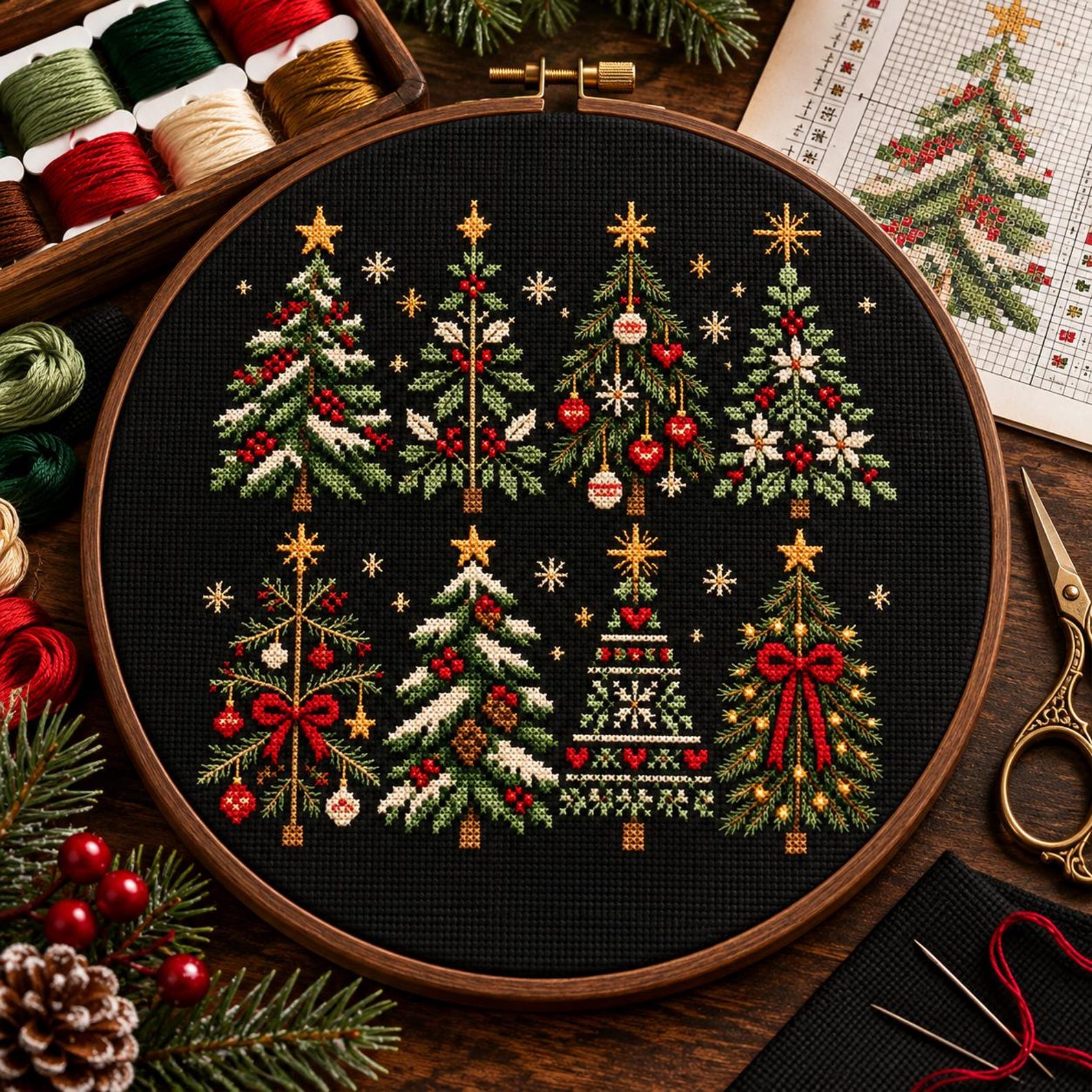 Policy Tree Guide.pdf Christmas Tree Cross Stitch Pattern, Festive Holiday Embroidery Chart ...