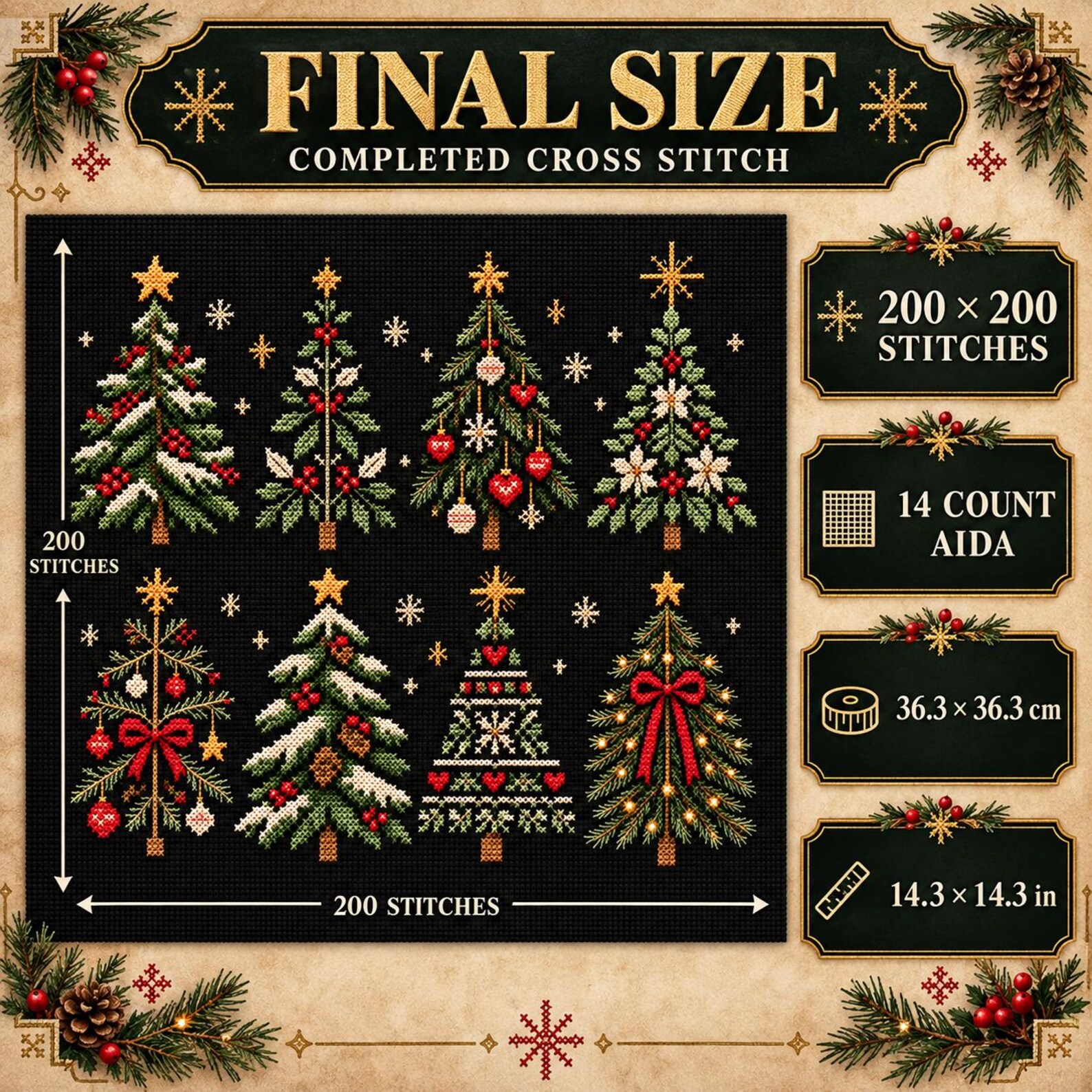 Policy Tree Guide.pdf Christmas Tree Cross Stitch Pattern, Festive Holiday Embroidery Chart ...