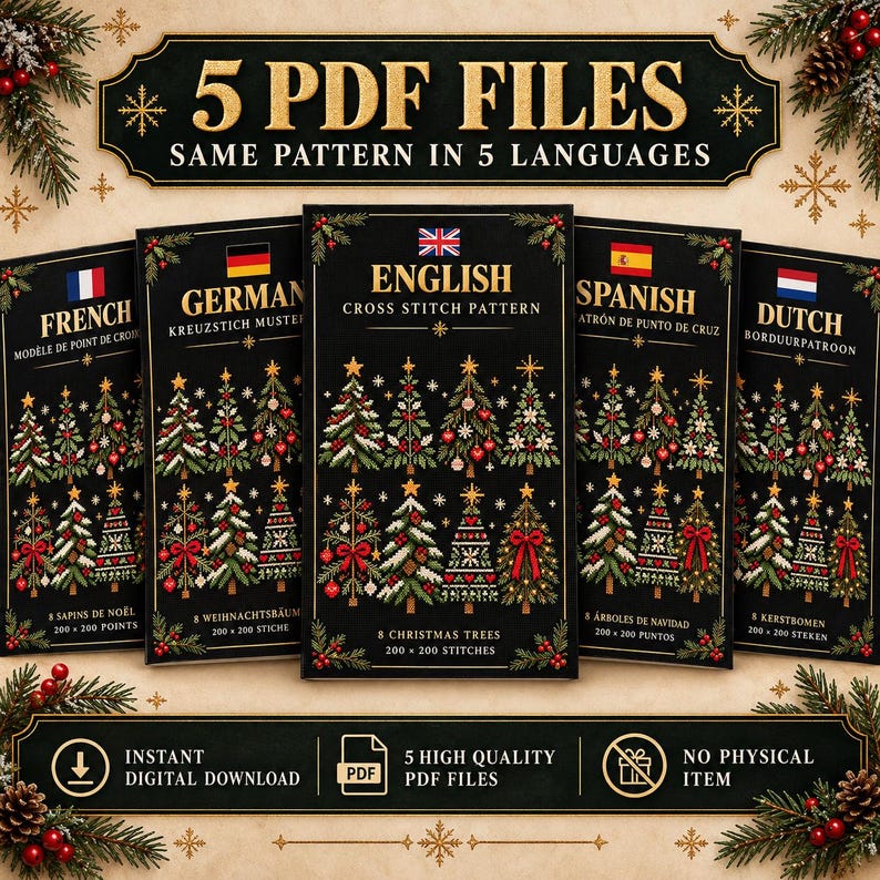Policy Tree Guide.pdf Christmas Tree Cross Stitch Pattern, Festive Holiday Embroidery Chart ...