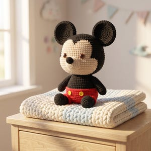 Musvirkmönster PDF, Amigurumi-docka med runda öron