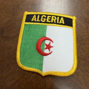 Vintage Algeria Flag Shield Embroidered Patch | Country Crest Sew On Souvenir