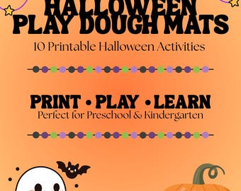 Tappetini per la plastilina di Halloween / 10 attività stampabili per la scuola dell'infanzia e la scuola primaria