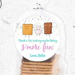 S&#39;mores Favor Stickers, S&#39;mores Birthday Favors, S&#39;mores Favor Labels, Camping S&#39;mores Stickers, S&#39;more Fun, Camping Theme, First Birthday