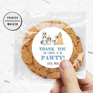 Dog Birthday Puppy Pawty, Animals, Pet, Thank You, Round Sticker, Dog Theme, Dog Party, Dog Favors, First Birthday