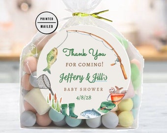 Fishing Baby Shower Thank You sticker, little fisherman baby shower favors, Fishing Shower, Fishing Theme Shower Favors