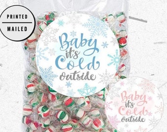 Stickers baby it's cold, stickers sneeuw, sneeuwvlok vrijgezellenfeest, winterstickers, winterverjaardag, eerste verjaardag, babyshower, Onderland