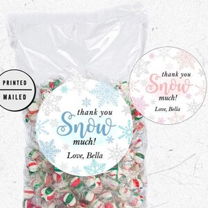 Thank You Snow Much Stickers, Snowflake Bridal Shower Stickers, Winter Stickers, Winter Birthday, First Birthday, Baby Shower, Onderland
