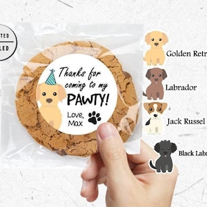Dog Birthday Puppy Pawty, Animals, Pet, Thank You, Round Sticker, Dog Theme, Dog Party, Dog Favors, First Birthday