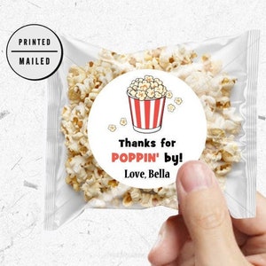 Personalized Popcorn Birthday Stickers, Popcorn Favors, First Birthday, Movie Birthday, Birthday Party, Favors, Thank You Labels, Goodie Bag