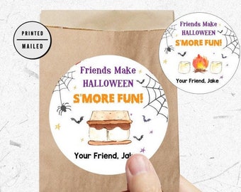 Personalized Halloween Stickers, Halloween is Smore Fun, Smore Friends, Halloween Treat Bag Stickers, Trick or Smore Treats