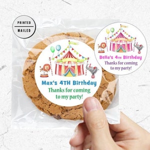 Carnival Birthday Party Favor Stickers, Circus Tent Carnival Birthday Stickers Party Favor Labels, First Birthday, 1ST, Circus Birthday