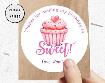 Cupcake Party Stickers,  Birthday Stickers, Sweet, Cupcake Birthday Party Stickers, Cupcake Party Favor Stickers, Labels