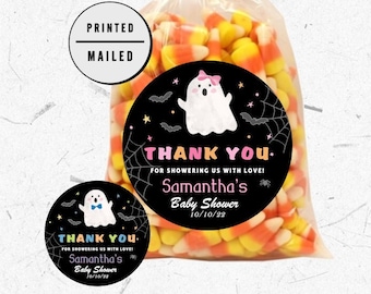 Little BOO Baby Shower Favor Stickers, Halloween Baby Shower, Halloween Theme Baby Shower ,A Little BOO is almost due!  Round Sticker