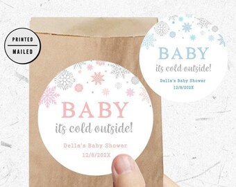 Stickers baby it's cold, stickers sneeuw, sneeuwvlok vrijgezellenfeest, winterstickers, winterverjaardag, eerste verjaardag, babyshower, Onderland