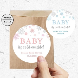 Baby it&#39;s cold Stickers, Snow Snowflake Bridal Shower Stickers, Winter Stickers, Winter Birthday, First Birthday, Baby Shower, Onderland