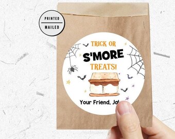 Personalized Halloween Stickers, Halloween is Smore Fun, Smore Friends, Halloween Treat Bag Stickers, Trick or Smore Treats