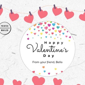 Personalized Valentine&#39;s day Stickers, Classroom valentines, School valentines, Happy Valentine&#39;s day stickers, Kids valentines for school