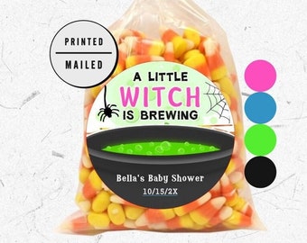 Little Witch is Brewing, Halloween Baby Shower, Baby is Brewing Baby Shower Favor, Pumpkin  Baby Shower, Sticker Halloween, Fall baby shower
