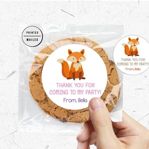 FOX birthday Stickers, 1st  Birthday, Thank You Stickers, Baby shower stickers, Girl Woodland Fox Party, Blush Flower Forest