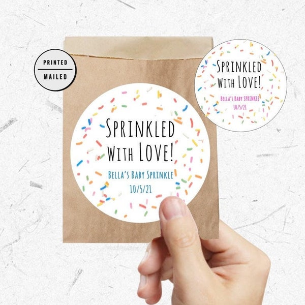Sprinkled with Love stickers, Donut  Baby Shower, Thank You Stickers, baby shower stickers, Baby shower thank you stickers, favors stickers
