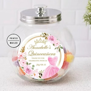 Autocollants d&#39;anniversaire de Quinceañera, autocollants de cadeau de remerciement, autocollants de cadeau de coing, Mis xv años, étiquettes de cadeau