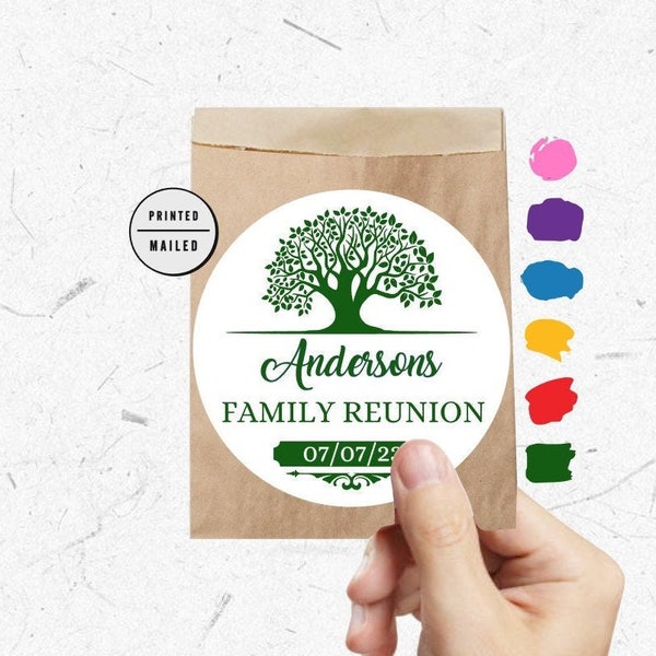 Family Reunion Thank You For Coming Stickers, Family Reunion Family Tree Heart Roots Round Sticker