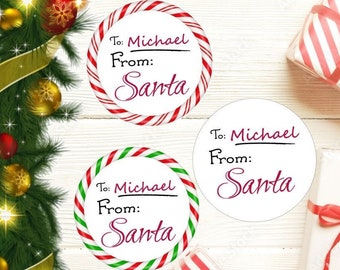 From Santa, Personalized Christmas Stickers, Christmas Stickers,  personalized Gift Labels, gift name tags, kids gift, North Pole Stickers