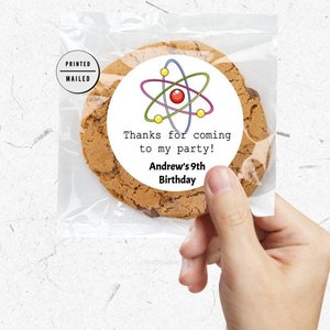 Birthday Experiment Science Birthday Sticker, Personalized Birthday Favor, Thank you Celebration Sticker