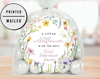 Little Wildflower, baby shower Gracias Fiesta Favor, Bebé en Flor Etiquetas de Baby Shower, pegatinas de baby shower, Baby shower gracias