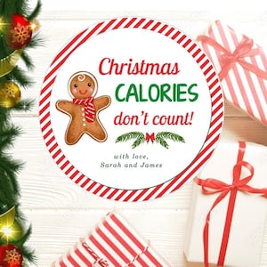 Christmas Calories Don't Count, Merry Christmas Label,  Holiday, Baked with Love, From the Kitchen,  Baked Goods Labels, Treats Stickers