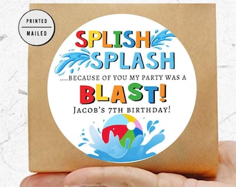 Pool Party Splish Splash  Pool Party Stickers, Splash, Birthday, Pool Party Favor Sticker, Pool Party Thank You sticker, Pool Party Birthday