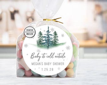 Baby It's Cold Outside, stickers babyshower, stickers wintercadeau babyshower, winterverjaardag, eerste verjaardag, babyshower, Onderland