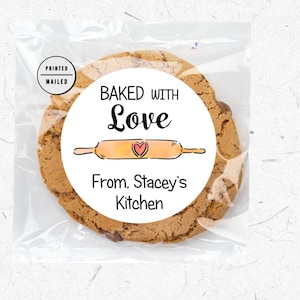 Baked With Love Stickers, From the Kitchen of Stickers,  Baked with Love Labels Kitchen Labels, Business Labels, Baked Good Favor Stickers