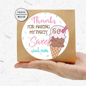 Ice Cream Stickers, Sweet Ice Cream Birthday Party Favor Stickers, Sweet One Ice Cream Birthday, Thank You Stickers, 1st Birthday, Ice Cream