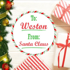 Vom Weihnachtsmann, personalisierte Weihnachtsaufkleber, Weihnachtsaufkleber, personalisierte Geschenketiketten, Geschenknamenschilder, Kindergeschenk, Nordpolaufkleber