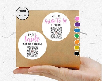 Bachelorette Venmo QR code, Buy The Bride A Drink, Buy The Bride a Drink Sticker, Custom Bachelorette, Pink Glitter