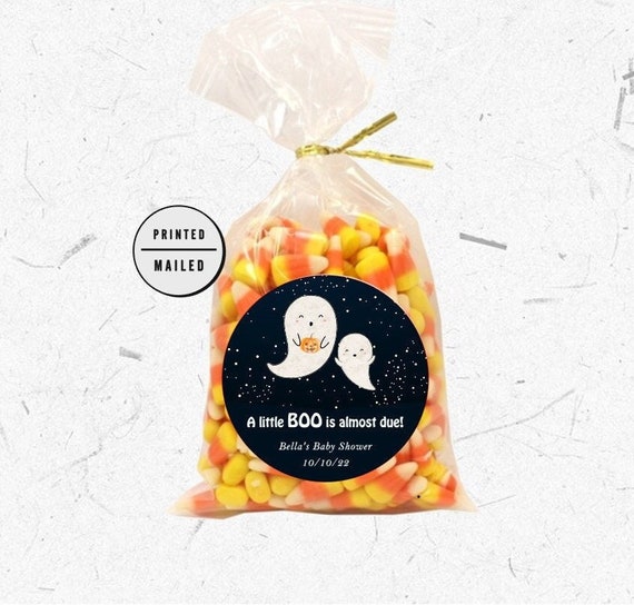 Little Boo on the way Halloween, Ghost Baby Shower, Halloween baby shower, Girl Ghost, Baby Shower, Round Sticker Halloween favor, Boy Ghost