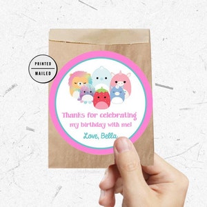 Personalized Squishmallow Birthday Party Stickers, Thank You Stickers, Squishmallow Stickers, Birthday Party Favor  Squishmallow Party