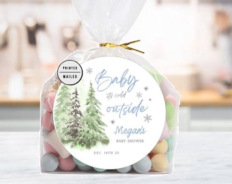 Wintersneeuw babyshowerstickers, baby het is koud buiten stickers, winterstickers, babyshower, bedanklabels, baby is koud buiten baby