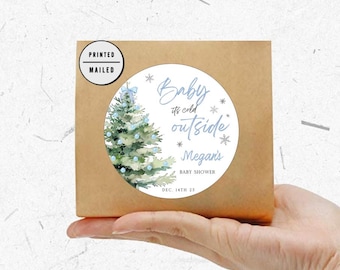 Baby It's Cold Outside, stickers babyshower, stickers wintercadeau babyshower, winterverjaardag, eerste verjaardag, babyshower, Onderland