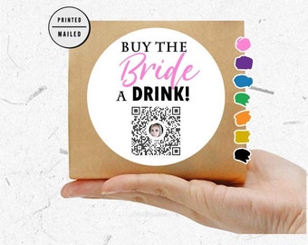Bachelorette Venmo QR code, Buy The Bride A Drink, Buy The Bride a Drink Sticker, Custom Bachelorette, Pink Glitter