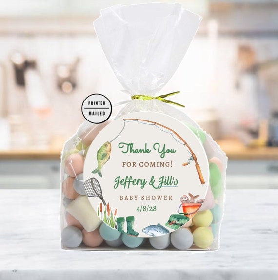 Fishing Baby Shower Thank You Sticker, Little Fisherman Baby - Main Image