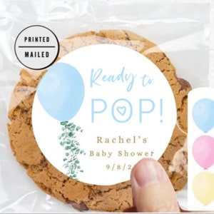 Ready to Pop Stickers, Eucalyptus Baby Shower Sticker,  Baby Shower Favor Labels,  Baby Shower Round Sticker