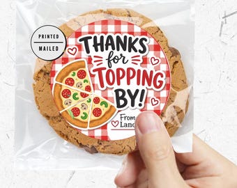 Pizza Party Stickers, TOPPING BY!  Italian Party Stickers, Thank you favor, Birthday Party Labels, Pizza Birthday Party,